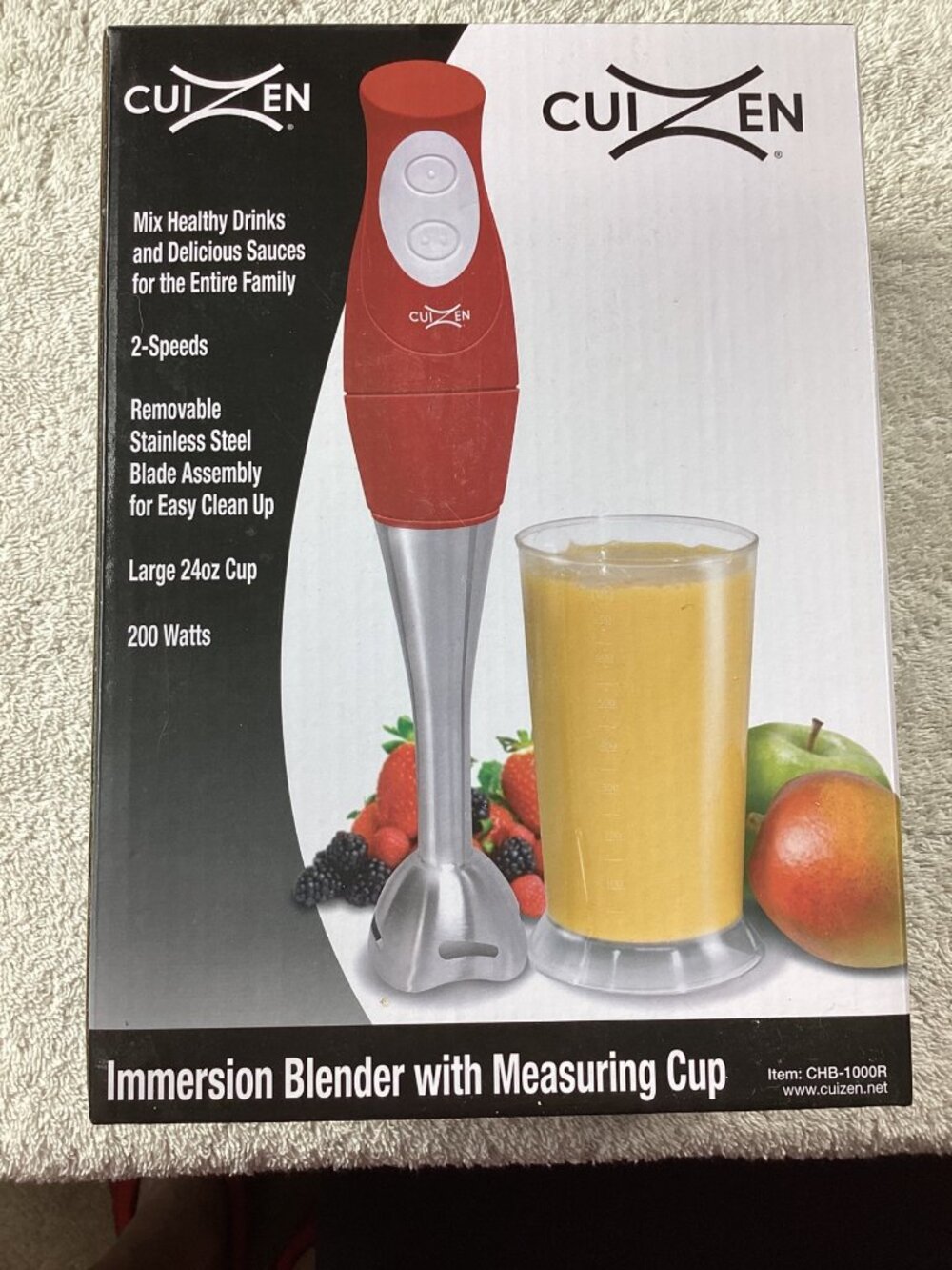 Cuizen Immersion Blender W/ Measuring Cup 2 Speeds 200 Watts Stainless Blade*NIB